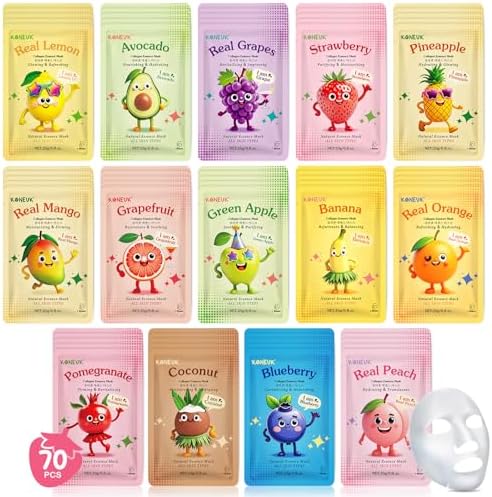 KONEUK 70 Pack Collagen Hydrating Face Masks Skincare for Women by KONEUK