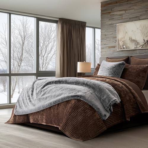 EVERGRACEHOME Faux Chinchilla Fur Throw Blanket, 50"x60", Onyx Mink - Image 2
