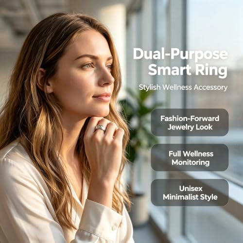 Smart Ring Fitness Tracker for Women Men, 24/7 Health Monitor(Heart Rate/Blood Oxygen/HRV/Stress/Women Cycle/Sleep) IPX8 Waterproof Stylish Look No APP Subscription Fee (Gold, 10#) - Image 2
