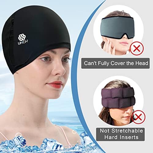 uncn Full Head Migraine Relief Hat, Ice Headache Wrap for Migraine Cooling Cap Pack Hat Compress Pad Cold Therapy for Stress, Tension, Sinus Pain Relief Reusable Physical Relief - Image 6