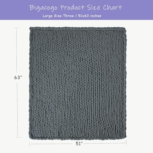 Bigacogo Chunky Knit Throw Blanket for Couch, 51x63 inches, Iron Gray - Image 2