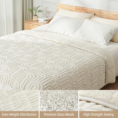 Wemore Soft Weighted Blanket for Adults 80" x 87" 20 lbs King Size Cream - Image 4