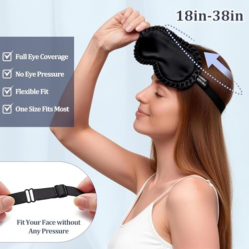 Silk Sleep Mask for Women, 100% Mulberry Silk Eye Mask for Sleeping - Image 3