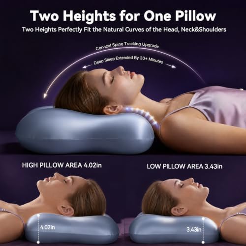 Dayme Cooling Cervical Neck Pillow – Contour Memory Foam Pillow, Blue - Image 3