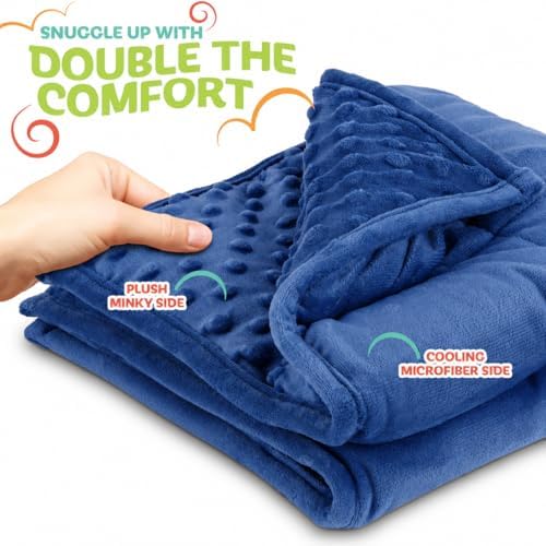 XL Weighted Blanket for Kids 5lb (Blue) 36x48 Inch, Plush Minky Kids Blanket with Travel Bag, Blanket for Ages 4 to 10 - Image 4