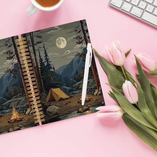 XPH Vintage Mountain Forest Camping Spiral Notebook, Camper Gifts Journaling Notebooks for Women, Rustic Campsite Landscape Hardcover Journals for Writing 160 Pages 5.5 x 8.3 Inch, Camping Gifts - Image 4