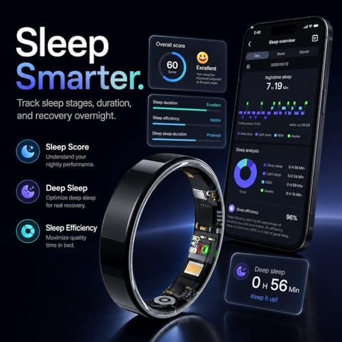 Smart Ring for Women Men, Fitness & Health Tracker with Heart Rate, Blood Oxygen, HRV, Stress, Sleep & Step Tracking, 5ATM Waterproof Smart Ring for iPhone & Android, No Subscription Fee - Image 6