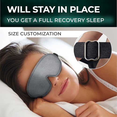 Peace&Quiet | PQ Sleep Mask for Side Sleepers - 3D Contoured Light Blocking Sleeping Mask for Women and Men, Lightweight & Soft Eye Shade Cover for Deep Rest, Premium Quality (Grey) - Image 5