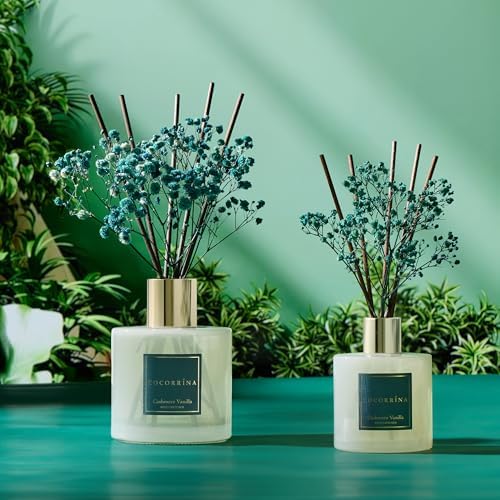 COCORRÍNA Reed Diffuser - Cashmere Vanilla 17 Fl.oz Reed Diffuser with 8 Sticks Scented Diffuser with Preserved Flowers for Bathroom Home Decor - Image 5
