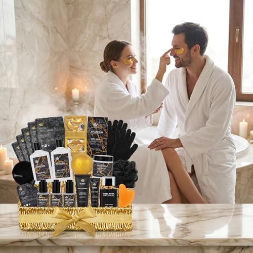 Gifts for Women & Men, 32 Charcoal Hydrating Bath & Body Gifts Basket Set - Image 4