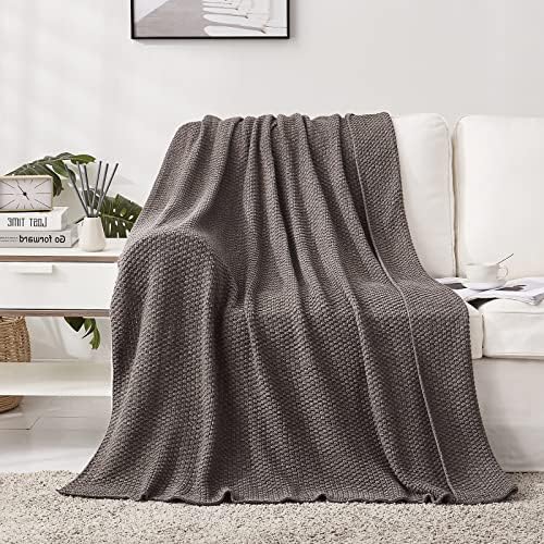 Longhui bedding 100% Cotton Knitted Throw Blanket – Dark Grey, Soft & Cozy, Machine Washable, 51"x63" – Perfect for Living Room, Couch, Sofa, Bed or Travel - Image 3