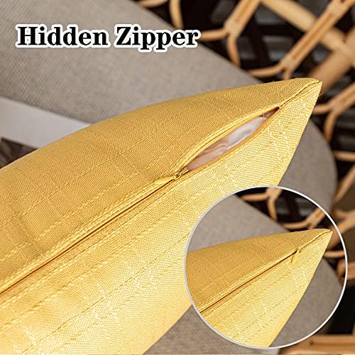 Kevin Textile Outdoor Waterproof 16”x16” Pillow Covers 2 Pack, Yellow - Image 3