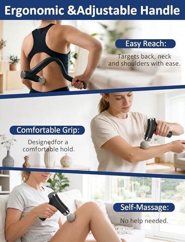 GDLKPS Massage Gun Deep Tissue,Ergonomic Extension 2-in-1 Detachable Handle Back Massager.Handheld Electric Percussion Muscle Massager for Shoulder, Thigh, Waist & Neck。 - Image 3