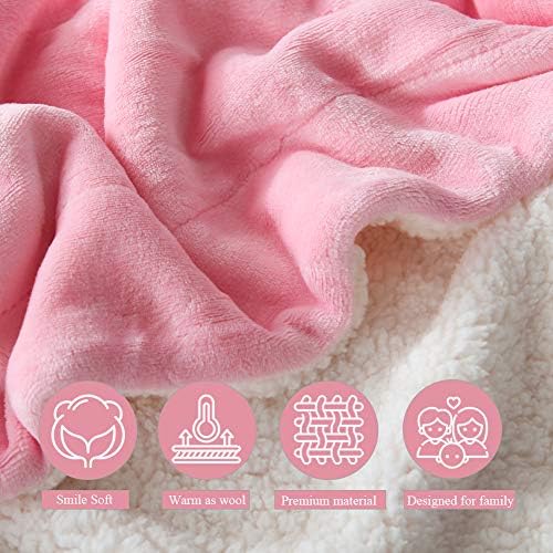 NANPIPER Flannel Blanket Reversible Sherpa Throw Blanket Super Soft Fuzzy Plush Fleece (90"x90",Pink) Queen - Image 4