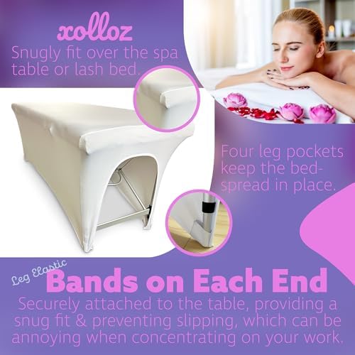 Massage Table Cover, 6 ft Stretch Lash Bed Cover, White - Image 5