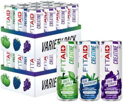 FITAID Creatine Recovery Drink, Electrolytes, Zero Sugar Variety, 24pk by LIFEAID