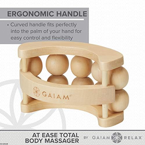 Gaiam Relax Massage Ball Roller, Handheld Wooden Tool - Image 3