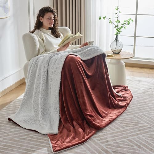 NANPIPER Warm Sherpa Blanket for Couch, Soft Fleece for Winter, Fuzzy Plush Throw Gift for Women, Chocolate Brown 50x60 Inches by NANPIPER