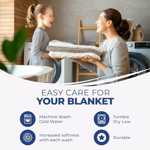 Superior Cotton Blanket Breathable All Season Comfy Bedding, Throw, Denim Blue - Image 4