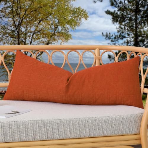 Kevin Textile Outdoor Waterproof 14”x36” Pillow Cover 1 Pack, Dark Orange by KevinTextile