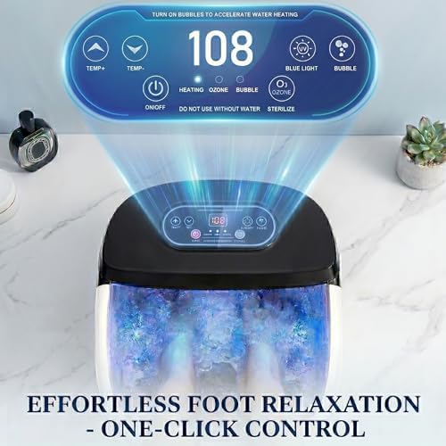 RIGHTMELL Foot Soaking Tub Foot Spa with Heat, Bubble, Ozone & Blue Light - Image 5