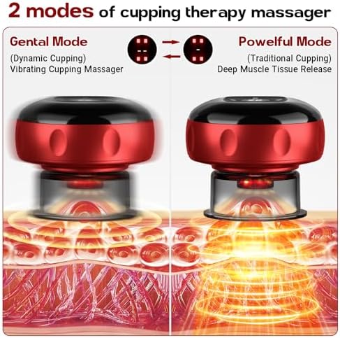 2 Pack Cupping Set, 7-in-1 Smart Cupping Therapy Massager. Red Light Cupping Therapy Set with 2 Modes for Targeted Muscle Soreness,Tighter Skin,Cupping Kit with 20 Levels Suction and Heat and Gua Sha - Image 3