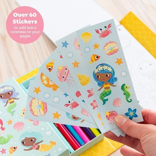 Tiger Tribe Coloring Set - Mermaids, Activity Set for Kids, incl. Stickers & Markers Portable Storage Box, Perfect for Travel, Great Gift - Image 3