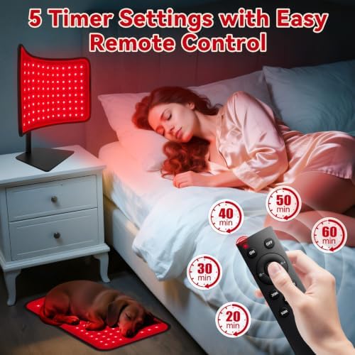 Red Light Therapy for Face & Body, 2-in-1 Red Light Panel with Belt, 660nm Red Light and 850nm Infrared Red Light Therapy Lamp, Remote Control, Adjustable Brightness & Timer for Skin Care & Relaxation - Image 5