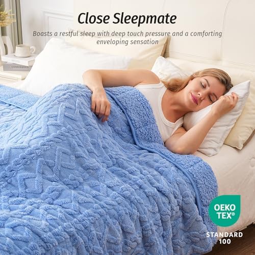 Wemore Soft Weighted Blanket for Adults 15 lbs Twin Size 48" x 72" Blue - Image 4