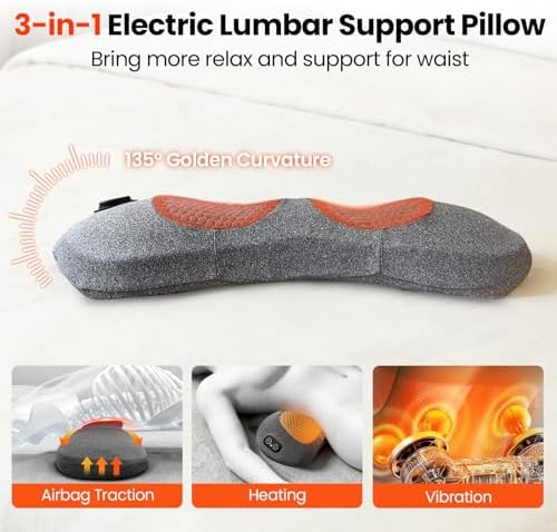 3 in 1 Rechargeable Back Massager, Triple Fusion Back Massager with Heat, Vibration and Traction for Sciatica Pain Relief, Deep Tissue Relaxation Massage for Home, Office, Bed, Sofa, and Car Use - Image 2