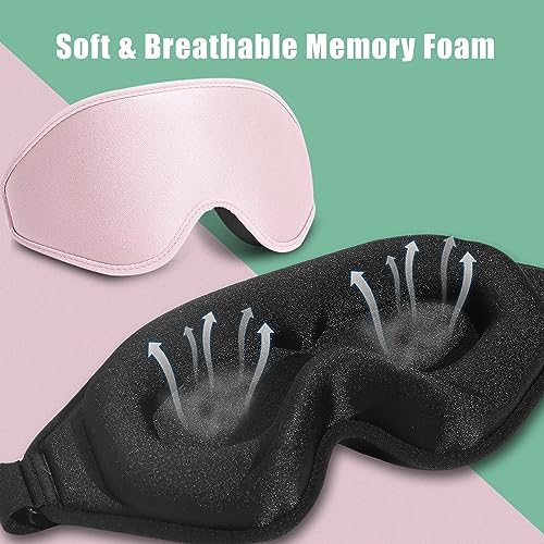BeeVines 3D Molded Sleep Mask, Blackout Eye Masks for Sleeping (2 Packs) - Image 6