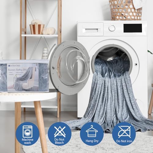 CHOSHOME Cooling Blanket for Hot Sleepers - Summer Blanket Thin Soft Lightweight Breathable Double Side Enhanced Cooling for Hot Flashes, Night Sweats, Bed, Couch (Navy Blue, 96 x 120 inches) - Image 5