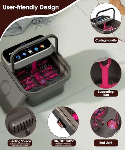 OOAMBB Collapsible Foot Spa with Heat, Bubble,Temp Control,Remote Control, Color Touch Screen Foot Bath Massager with 6 Massage Rollers,Foot Soaking Tub,Pedicure Foot spa for Stress Relief (Deep Grey) - Image 5