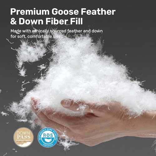 UNIKOME Queen Size Goose Feather Down Fiber Comforter Duvet Insert, Navy - Image 5