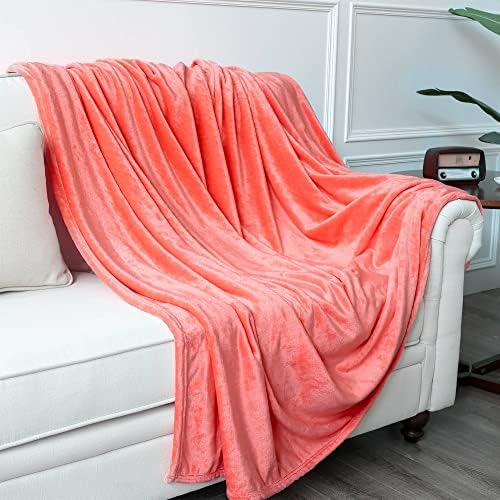 NANPIPER Fleece Blankets, Super Soft Flannel King Size Blanket for Bed, Luxury Cozy Microfiber Plush Fuzzy Blanket,Living Coral by NANPIPER