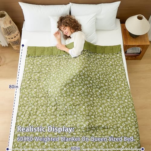 yescool Weighted Blanket for Adults (15 lbs, 60" x 80", Sage) Cooling Heavy Blanket for Sleeping Perfect for 140-160 lbs, Queen Size Breathable Blanket with Premium Glass Bead, Machine Washable - Image 2