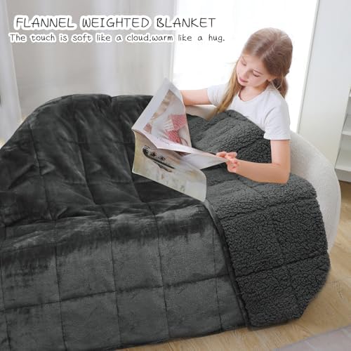 Aemicion Weighted Blanket for Adults (10lbs,48"x72",Dark Grey on Both Sides) Twin Size Sherpa Fleece Heavy Blanket for Sleeping Perfect for 80-110lbs,Machine Washable - Image 4