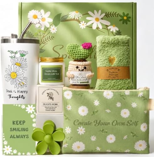 Gift Basket for Women - Unique Self Care & Birthday Gift Set for Her, Bestie, Sister, Teen Girl | Inspirational Green Friendship Gift Box, Get Well Soon & Thinking of You Gift - Brighten Her Day by TFHESIRUUTFH