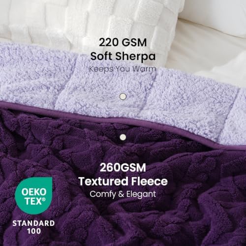 Drewin Weighted Blanket for Adults 15lbs,48" x 72",Dark & Light Purple - Image 3