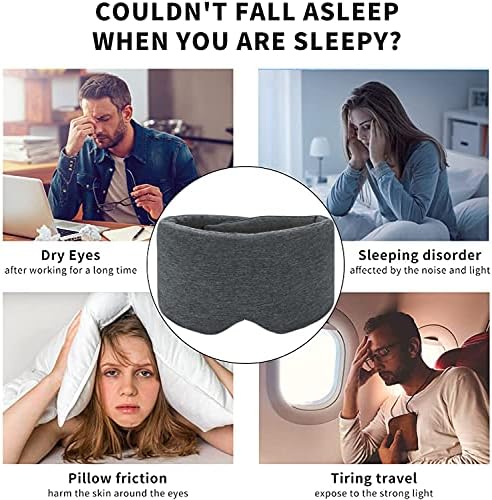 Sleep Mask for Men Women,100% Cotton Sleep Eye Mask with Fully Adjustable Strap, 100% Light Blocking Eye Mask for Sleeping, 0 Pressure Eye Covers for Travel Yoga Nap (Black) - Image 2