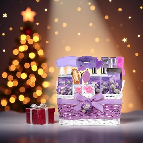 24-Piece Luxury Body Gift Set for Women, Spa Gift Basket Set, Lavender Home Spa Gifts for Women With Face Rollar tool, Bubble Bath, Facial Care, Bomb, Oil, Facial Skin Care gift set for Mother Her - Image 5