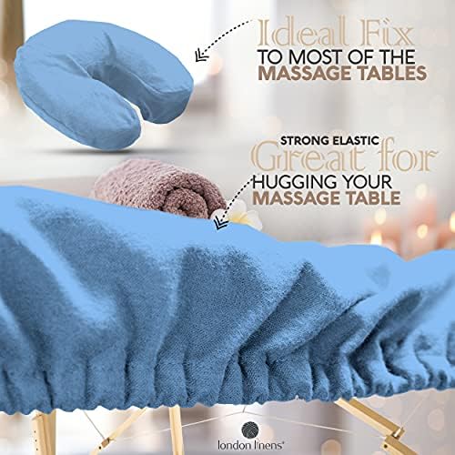 London Linens 3 Piece Set Massage Table Sheets Set - 100% Natural Cotton Flannel- Includes Massage Table Cover, Massage Fitted Sheet, and Massage Face Rest Cover (Light Blue) - Image 3