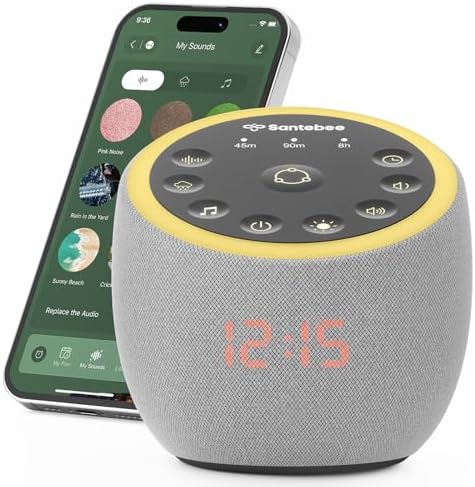 White Noise Sound Machine for Sleep Smart with 388 Sounds&3 Custom Buttons by Santebee