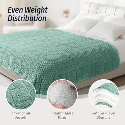 Fleece Weighted Blanket for Adults 60" x 80" 20lbs Fuzzy Blankets, Green - Image 5