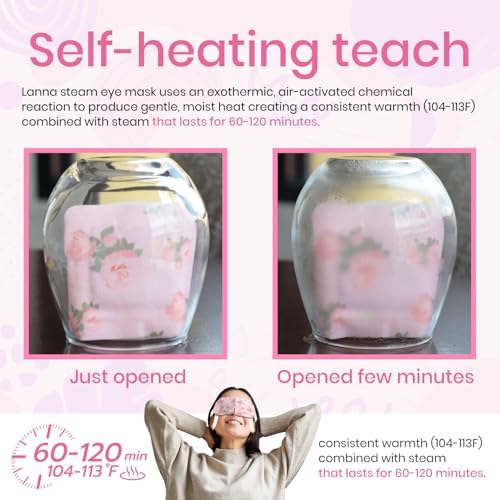 LANNA Heated Steam Eye Mask, Disposable 120 Minutes, Rose Scent, 5 Pcs - Image 6