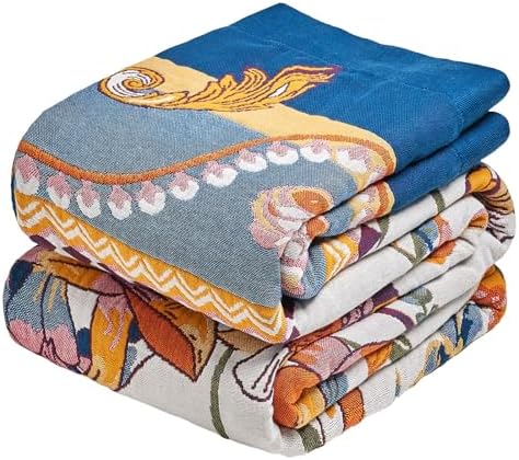 MSGKV Boho Throw Blanket 60"x80" 100% Cotton Victoria Floral Throw for Bed by MSGKVHomeTextiles