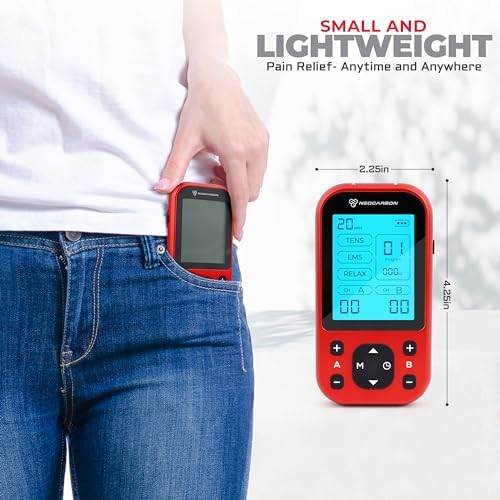 NEOCARBON TENS Unit Muscle Stimulator Pro for Back Pain Relief, Red - Image 4