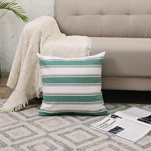 2 Pack Multicolor Stripe Pillow Case Soft Faux Linen Square Decorative Throw Cushion Cover Pillowcase with Hidden Zipper for Sofa Car Couch Living Room 18" x 18 " - Image 2