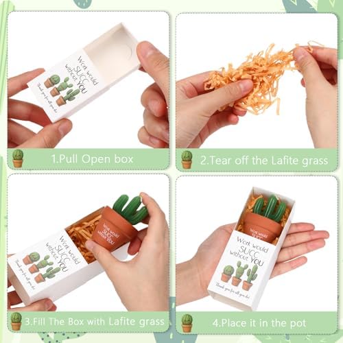 Lyrow 24 Sets Employee Appreciation Gift Cactus Tealight Candles Set Mini Handmade Succulent Candle Planter with Matchbox, Office Thanks Gift for End of Year Staff Team Teacher Volunteer - Image 3