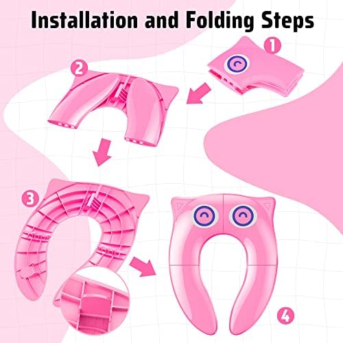 Maliton Foldable Travel Potty Training Seat for Toddlers, Pink Owl - Image 4